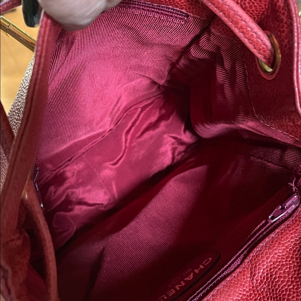 CHANEL  Authentic Red Vintage Backpack Triple CC Purse . Gold Plated Hardware - Picture 14 of 14
